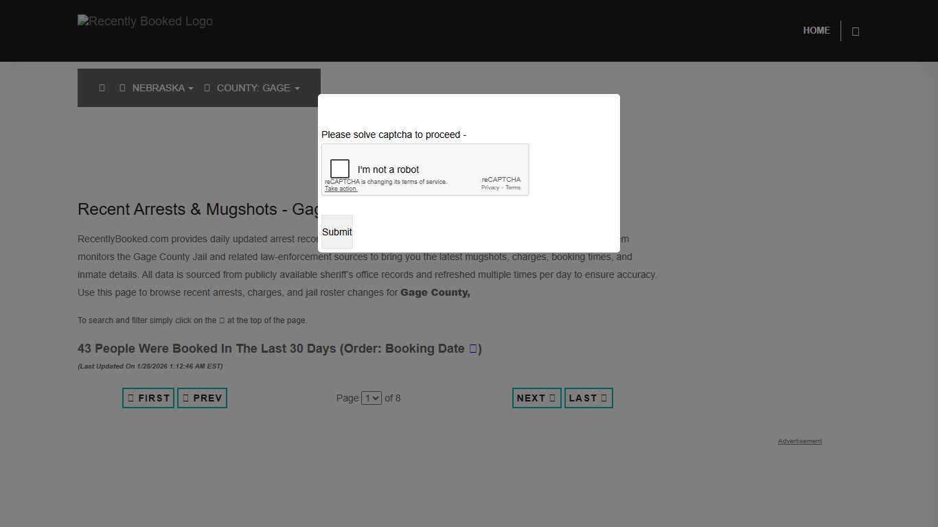 Gage County, Nebraska Mugshots RecentlyBooked.com